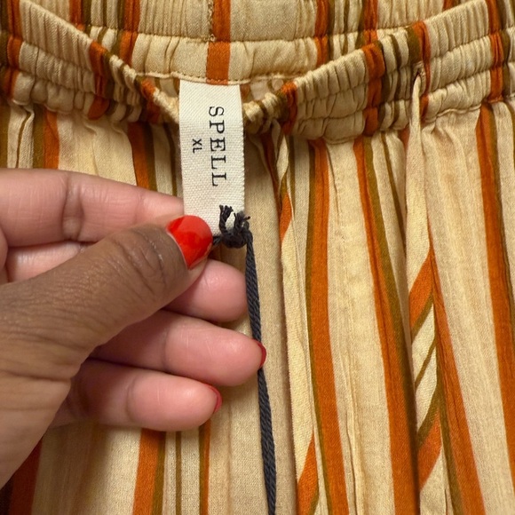 Spell Impala Lily Pants in Gold floral stripes Comfortable Comfy Vacation XL - Picture 10 of 15